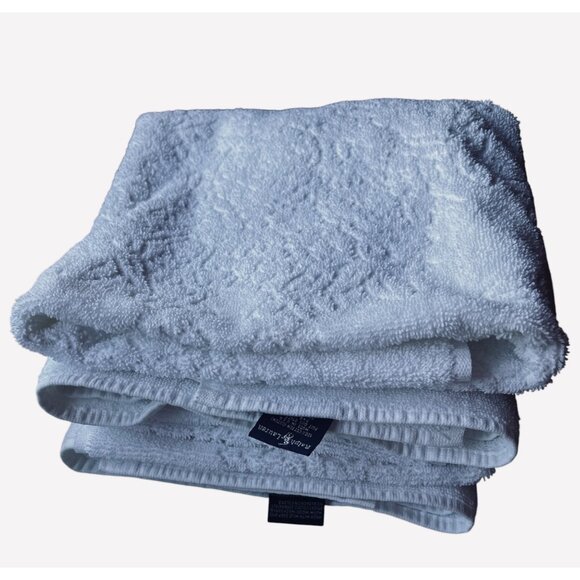 Ralph Lauren White Cotton Bath Towel Set 30" x 54" Textured Vase pattern - Picture 2 of 8